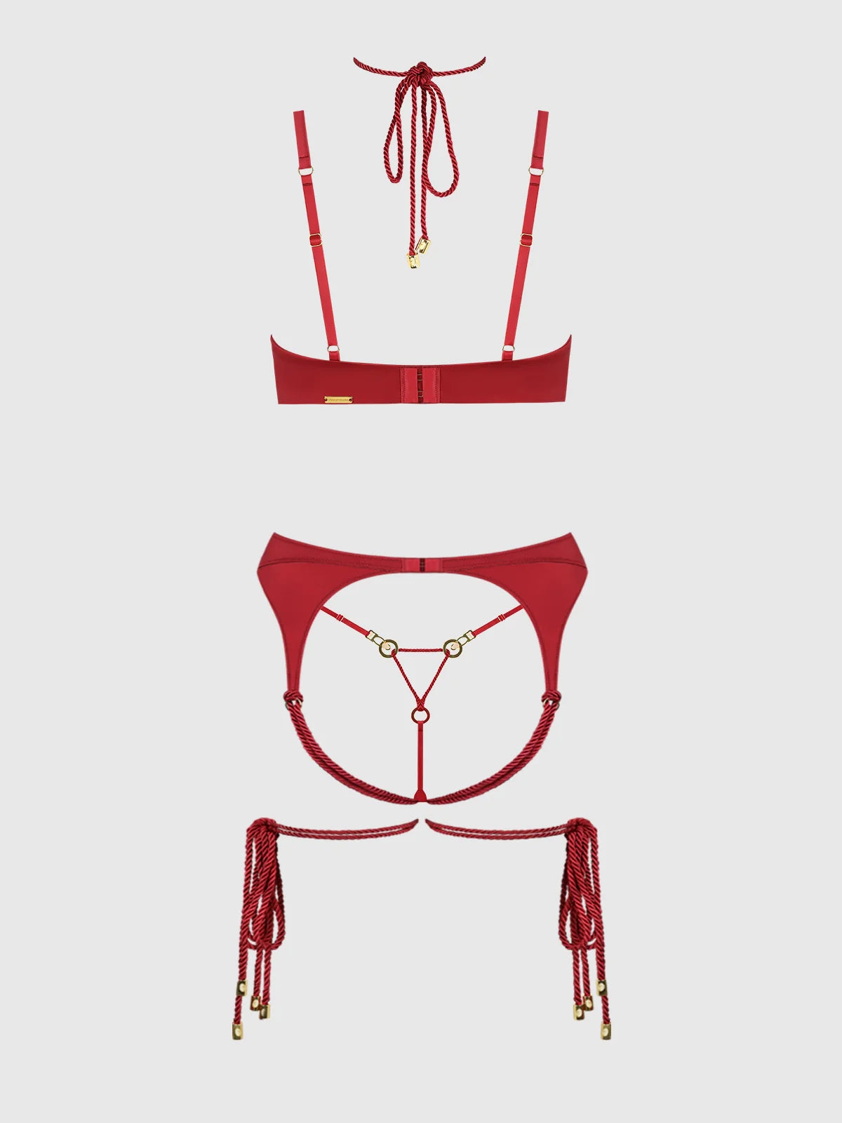 Iryna Silky Micro & Rope Bra, Garter & Thong Set