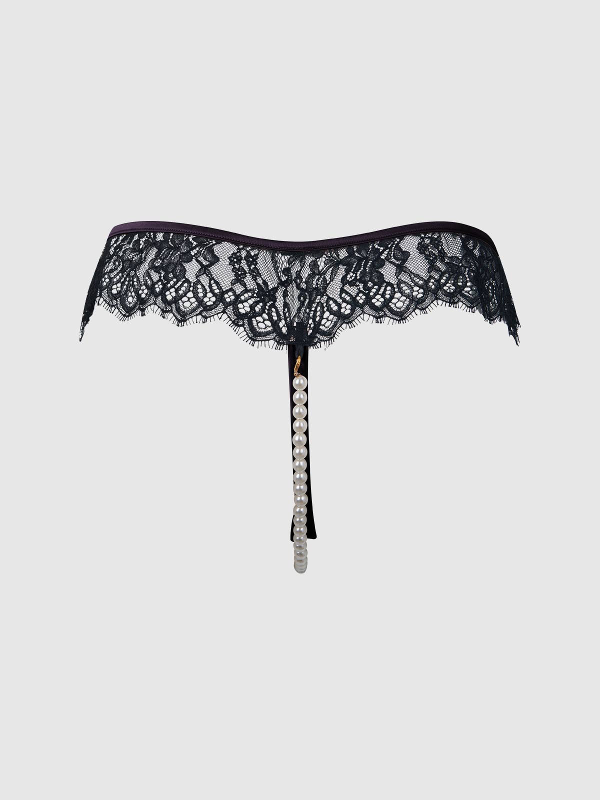 Jocelyn Lace & Pearl Crotchless Thong