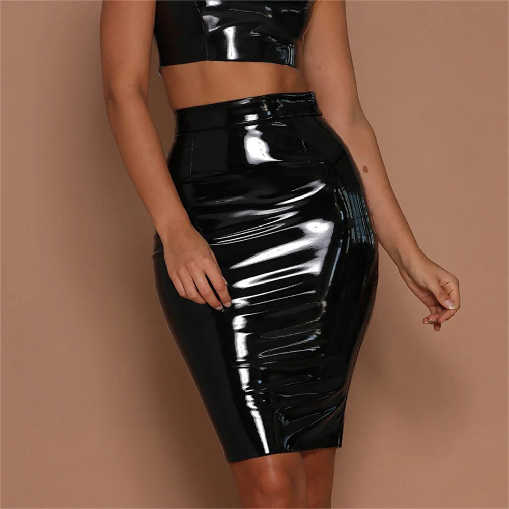 Sweet Candy Wet-Look Skirt