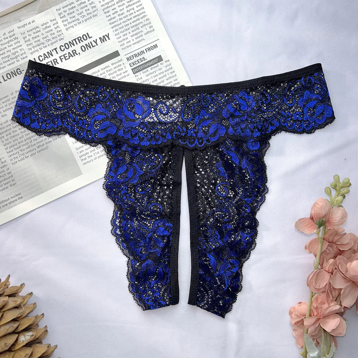 Crotchless Lace Thong