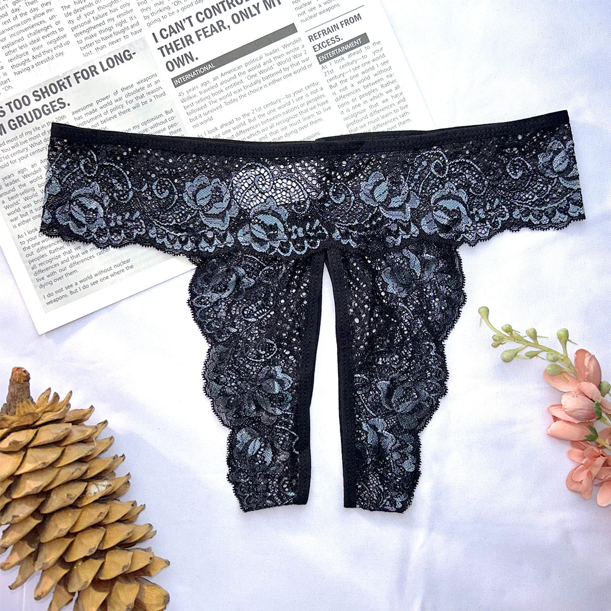 Crotchless Lace Thong