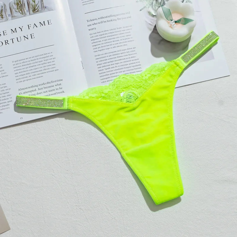 Velvet Rhinestone Lace Thong