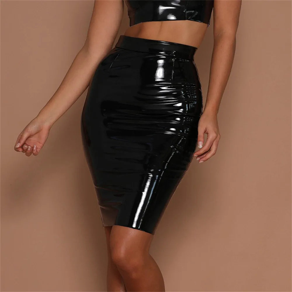 Sweet Candy Wet-Look Skirt