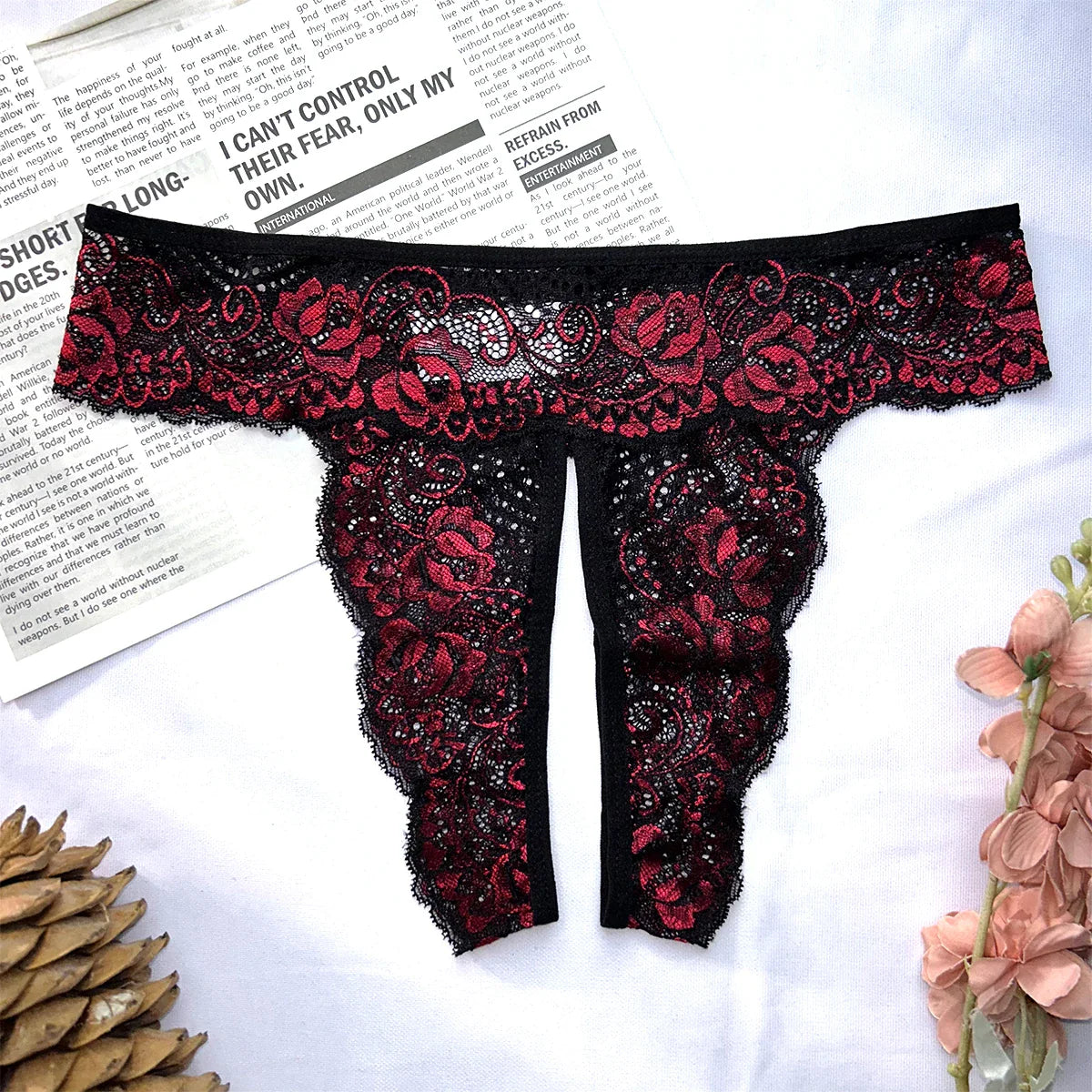 Crotchless Lace Thong