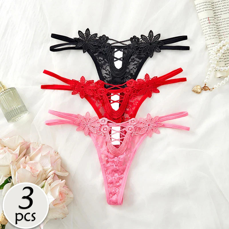 Floral Lace Laced Thong (Pack of 3)