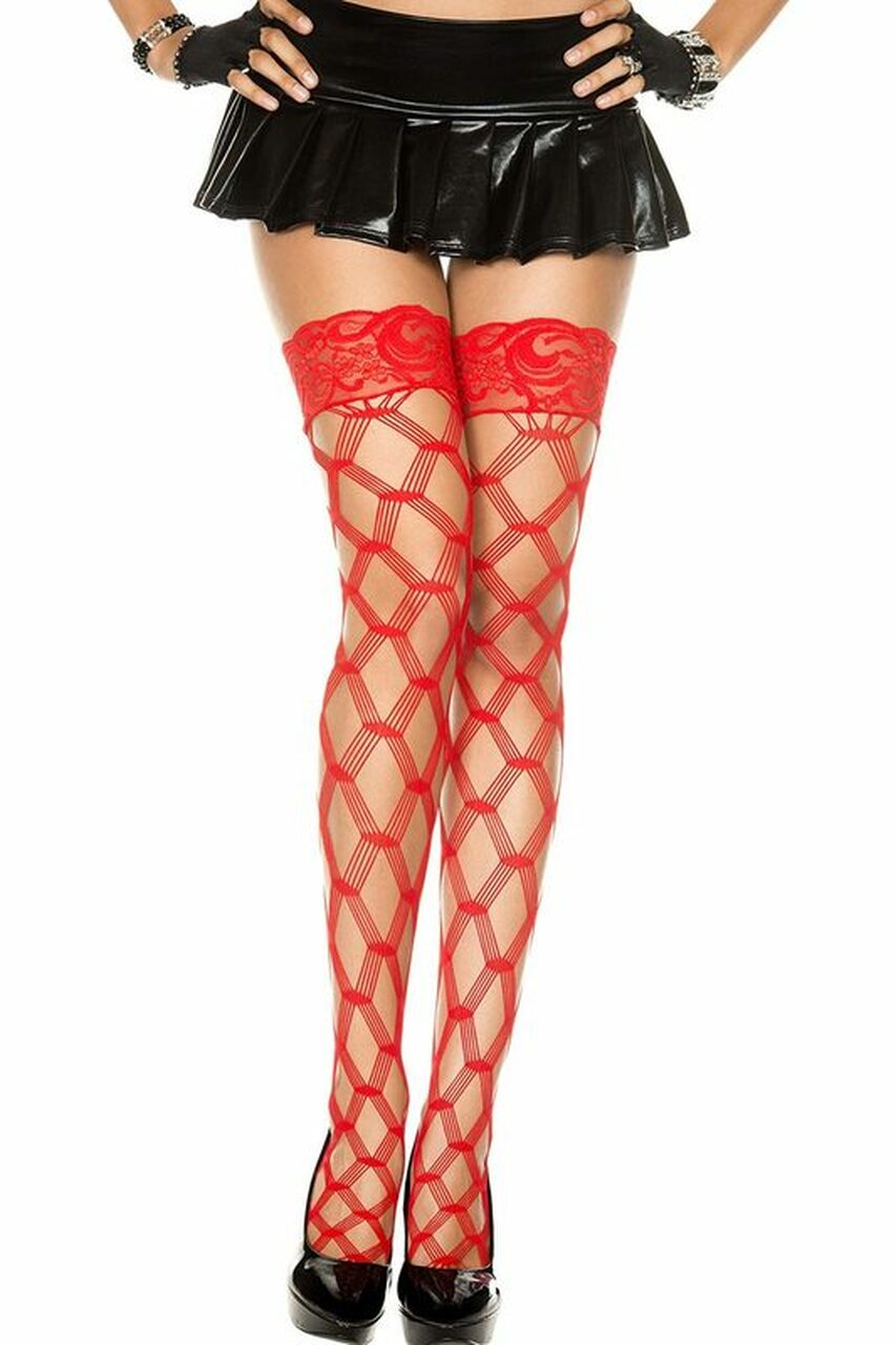Multi Fence Net Thigh High Stockings
