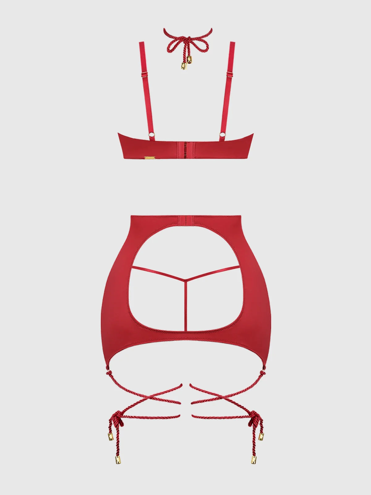 Iryna Silky Micro & Rope Open Back Chemise & G-String Set