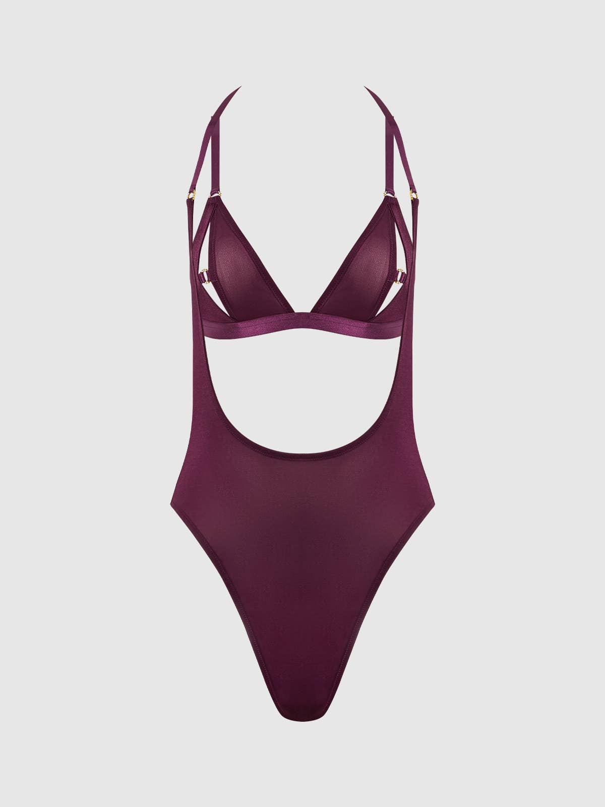 Yasmine Shimmer Mesh Slit Cup, Backless Teddy & Bralette Set