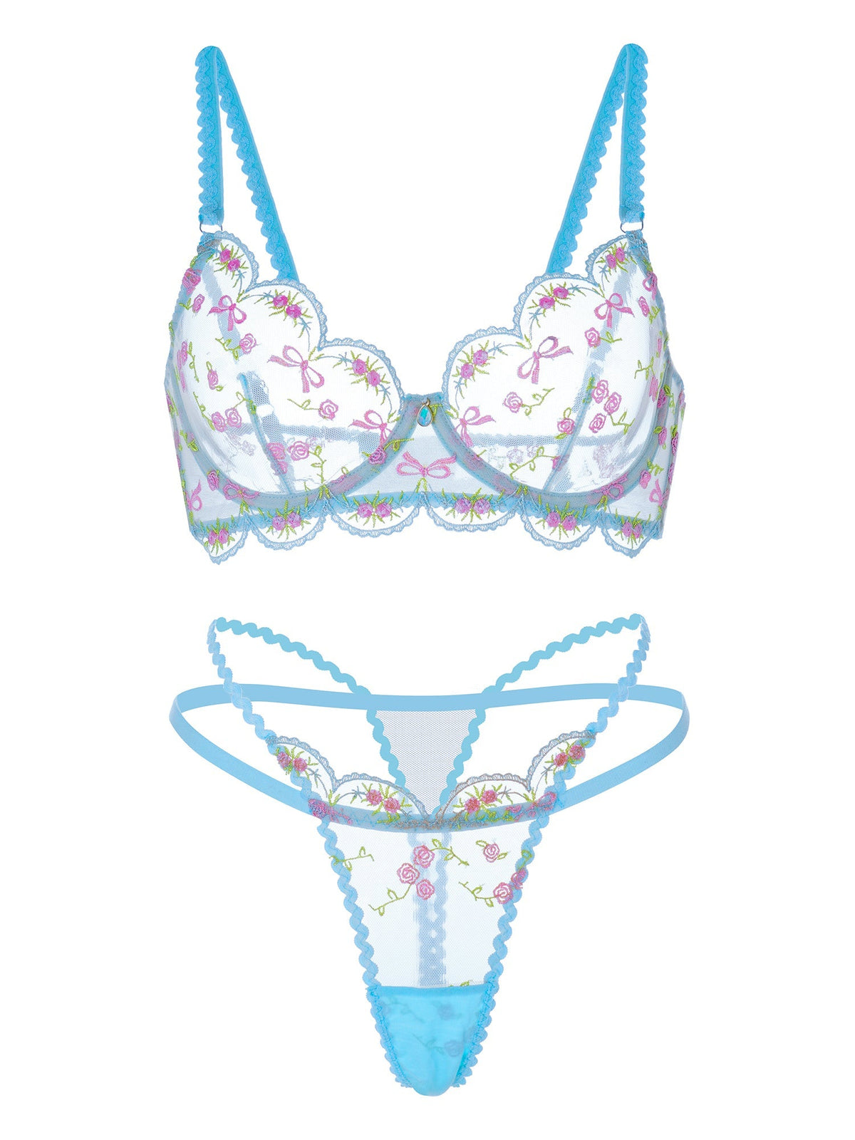 Light Blue Floral Lace Lingerie Set — Lingerie Set | Lavah Pleasure