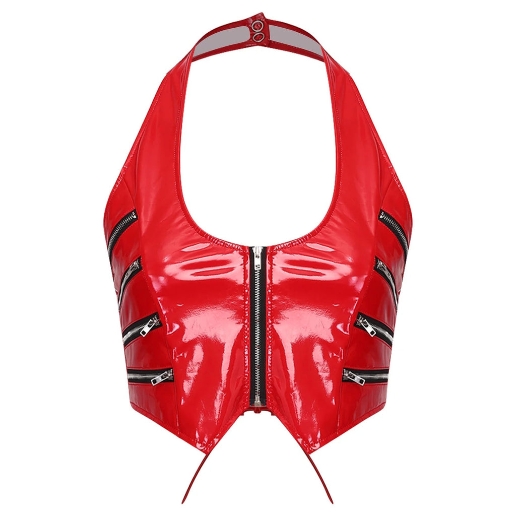 Onyx Zip Halter Top