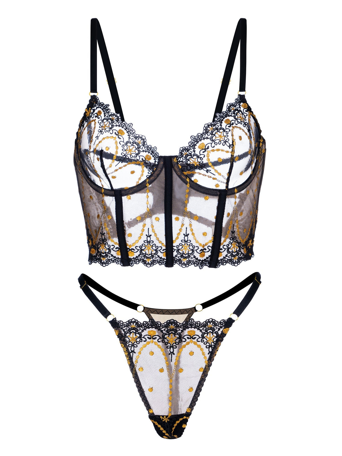 Chic Luxe Noir & Gold Lingerie Set — Lingerie Set | Lavah Pleasure