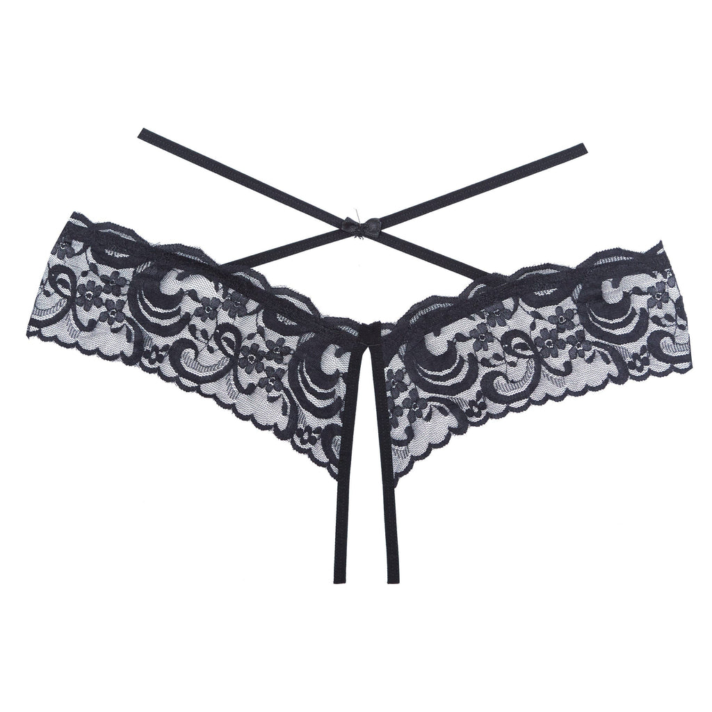 Open Panty - Lace Band, Criss Cross Waist Straps