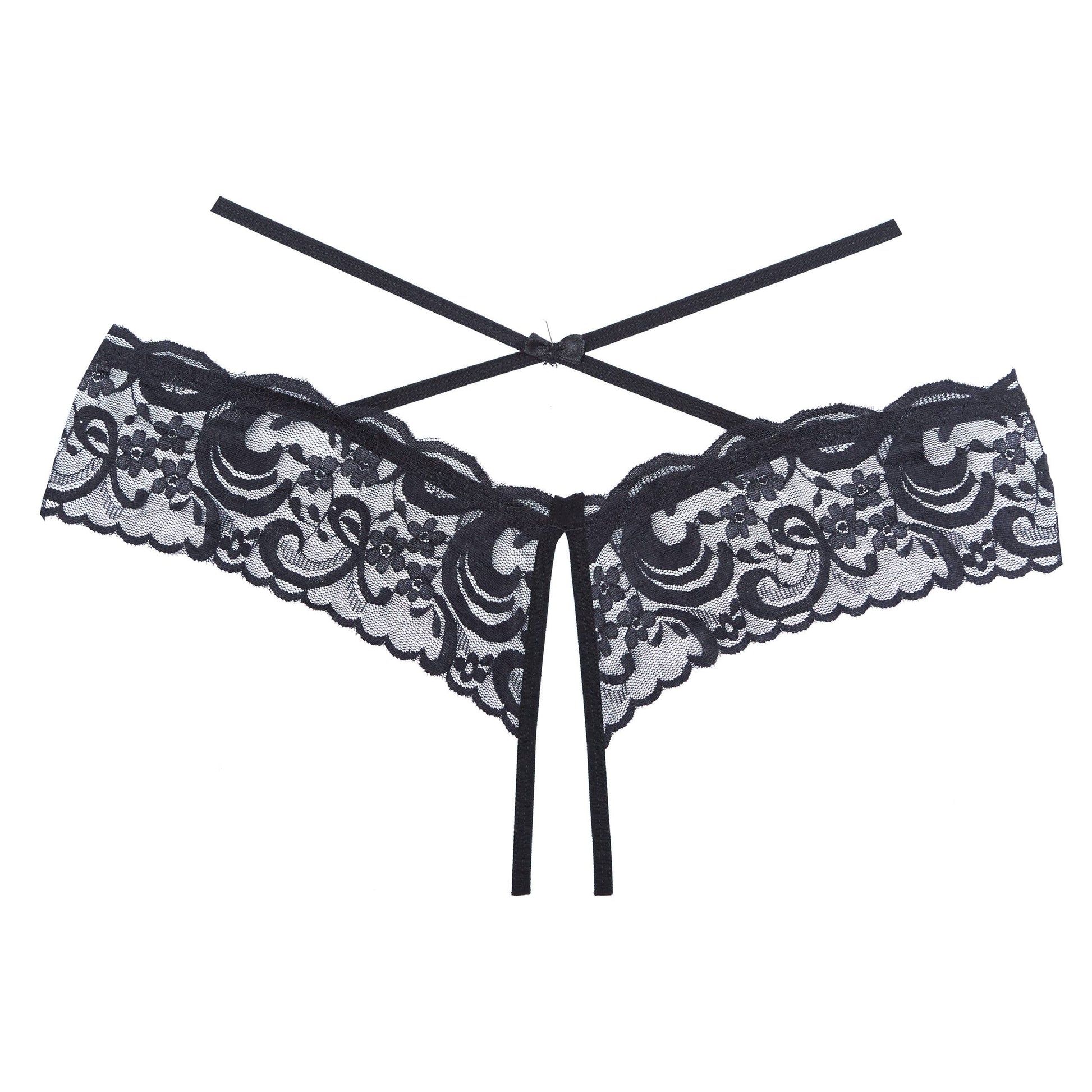 Open Panty - Lace Band, Criss Cross Waist Straps