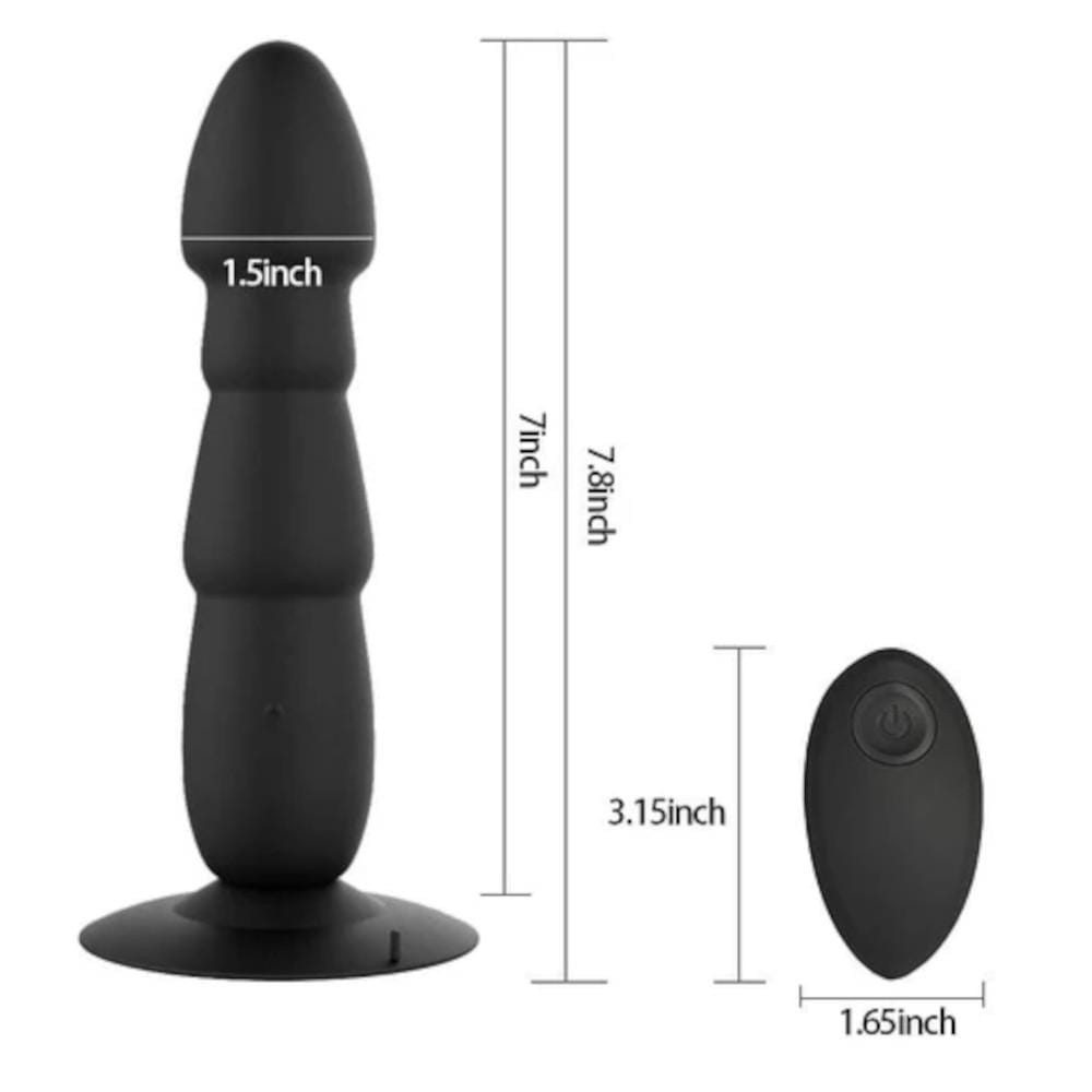 10-Speed Remote Controlled Vibrating Butt Plug Extra Large Toy For Men Silicone 7.8" Long