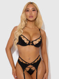 Evangeline Satin & Chain Bra, Thigh Garter & G-String Set — Bra | Lavah Pleasure