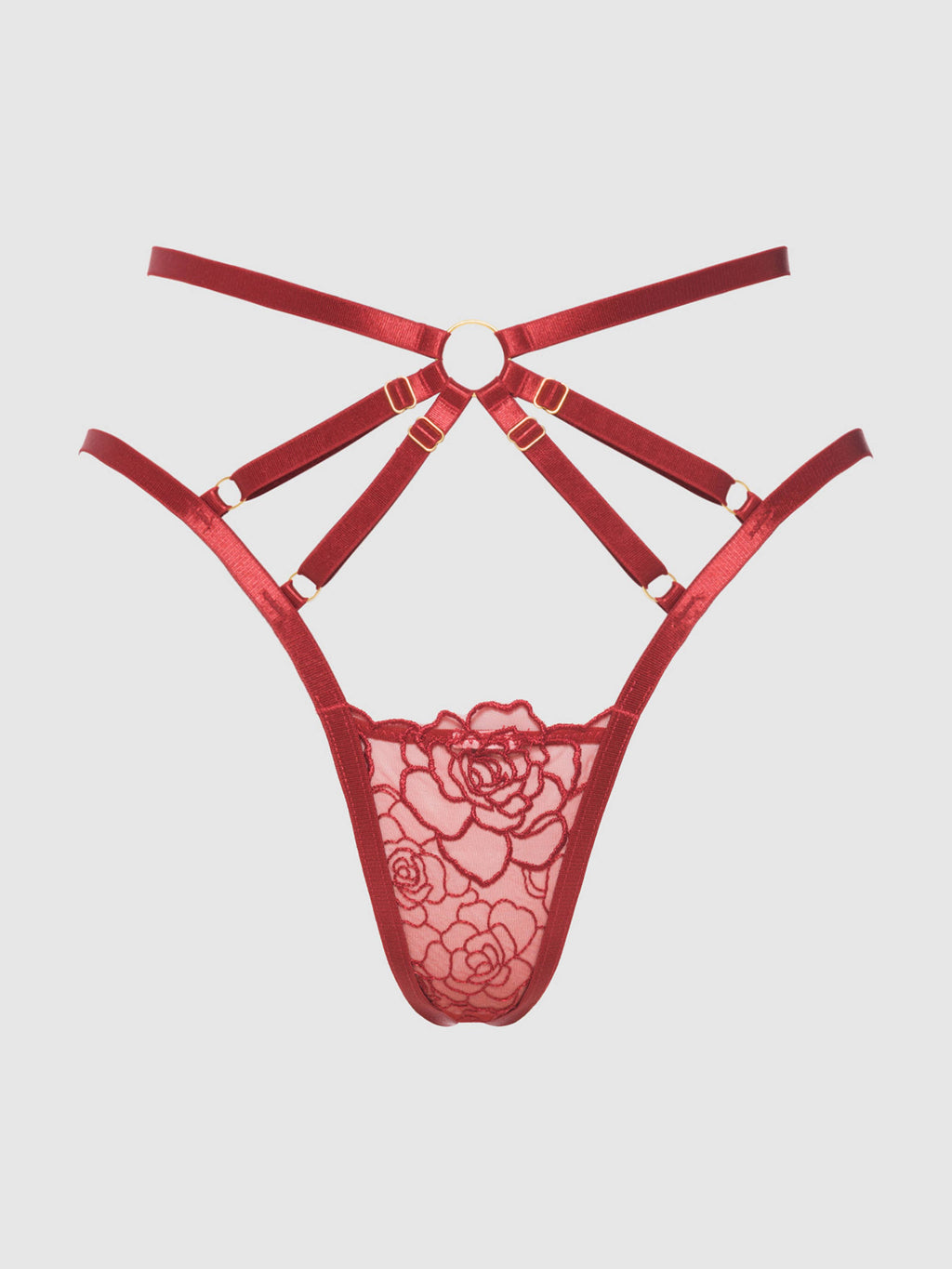 Rosalie Embroidered Lace Strappy Backless Tanga