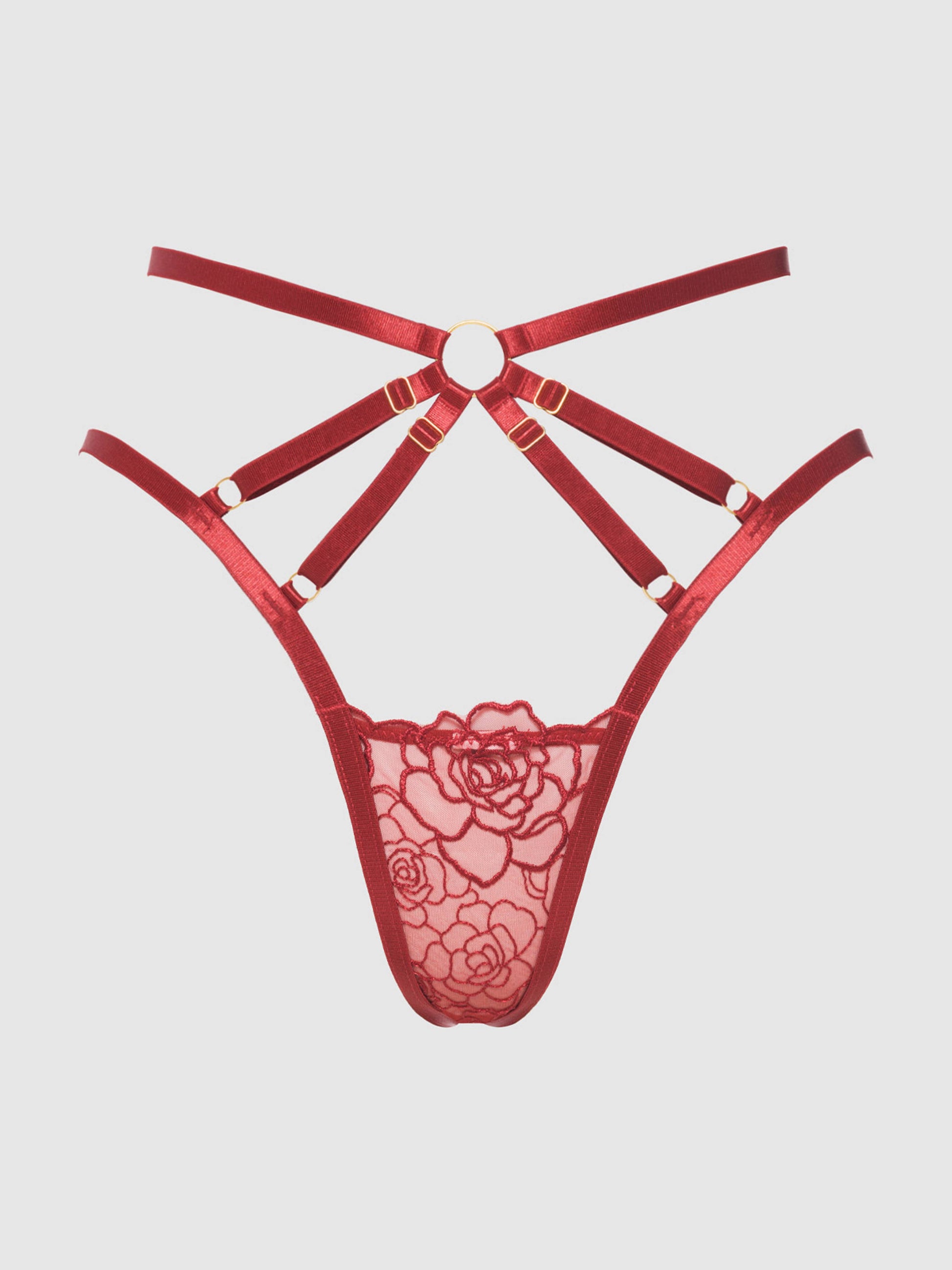 Rosalie Embroidered Lace Strappy Backless Tanga