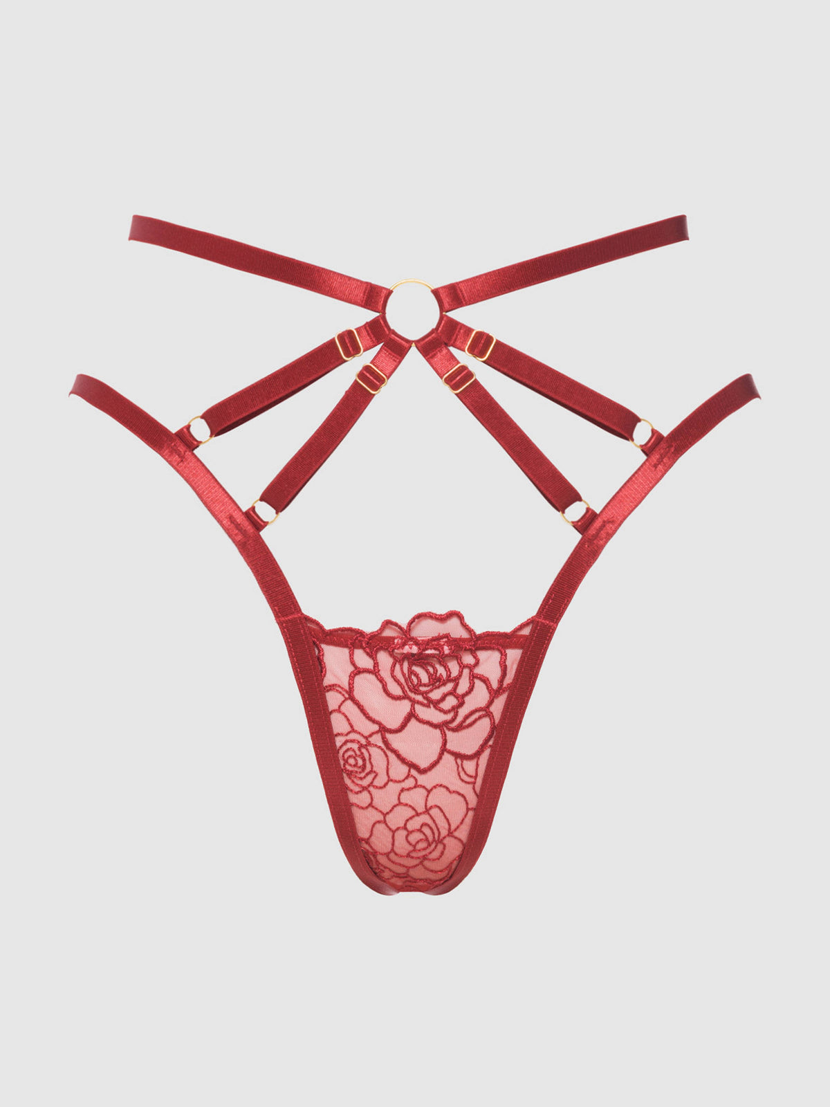 Rosalie Embroidered Lace Strappy Backless Tanga — view 14 | Lavah Pleasure