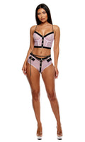 Keep It Classy Mesh Bustier Lingerie Set - Mauve — Corset | Lavah Pleasure