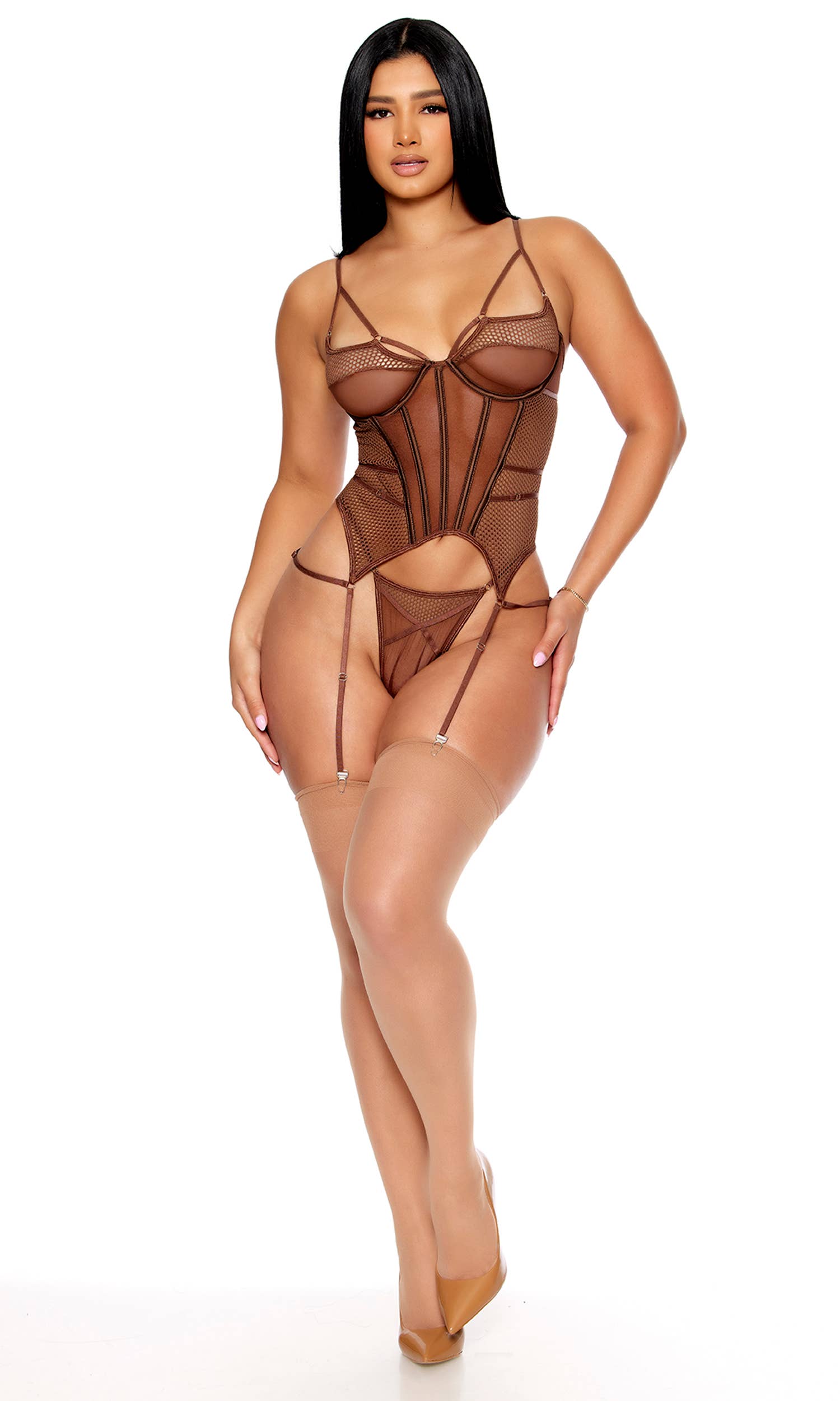 Caught Up O-Net Bustier Lingerie Set — view 4 | Lavah Pleasure