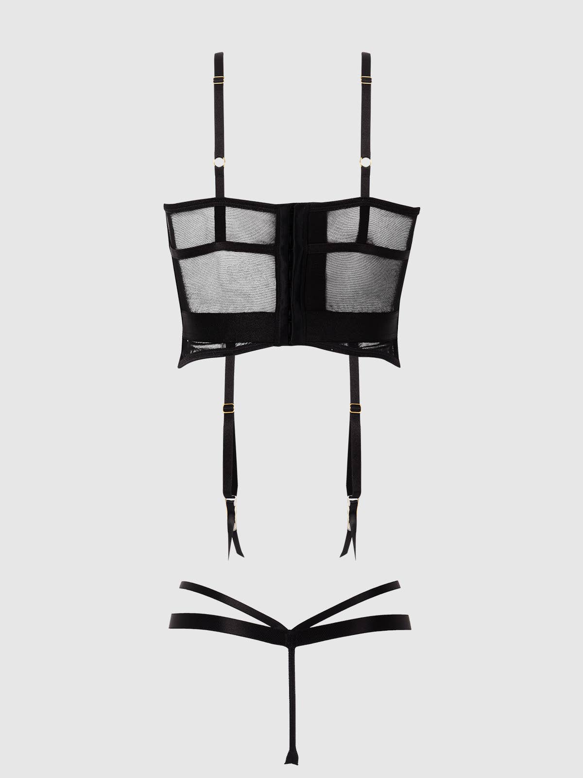 Dragon Satin Open Cup Corset & Crotchless Thong Set