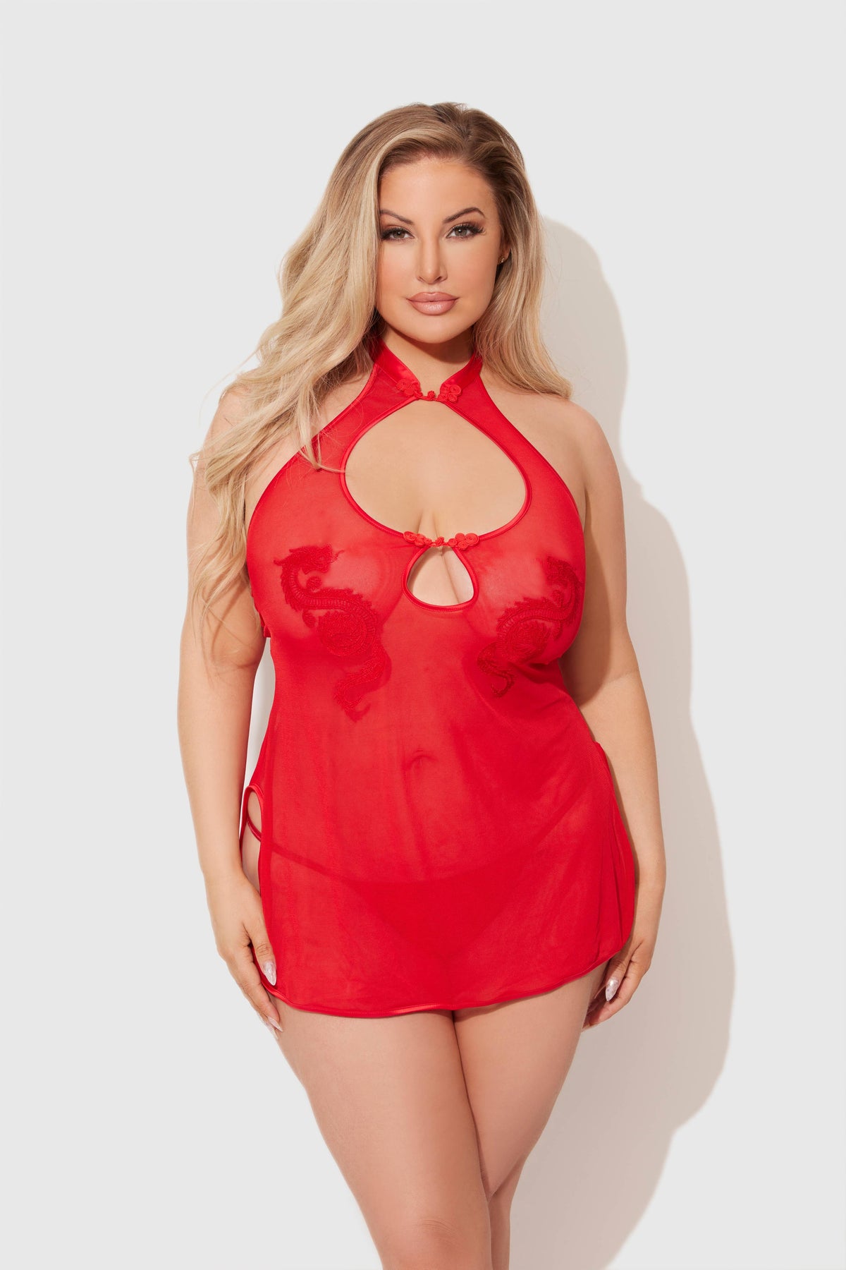 Dragon Mesh & Applique Chemise & G-String Set — view 6 | Lavah Pleasure