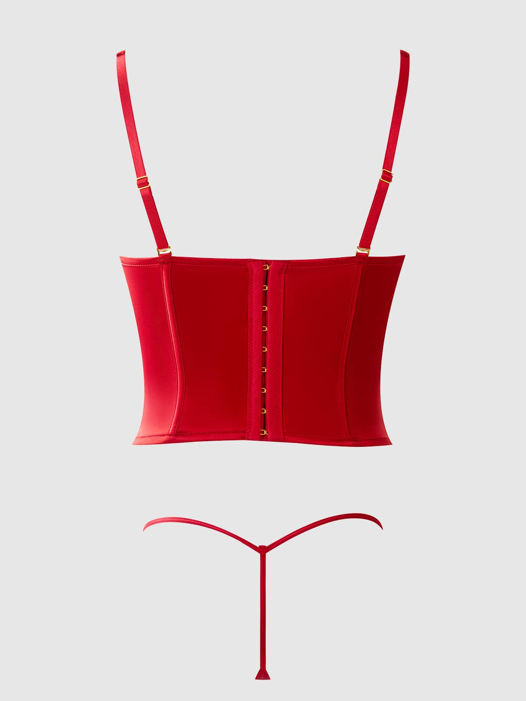 Brigeta Satin Plunge Push Up Bustier & G-String Set