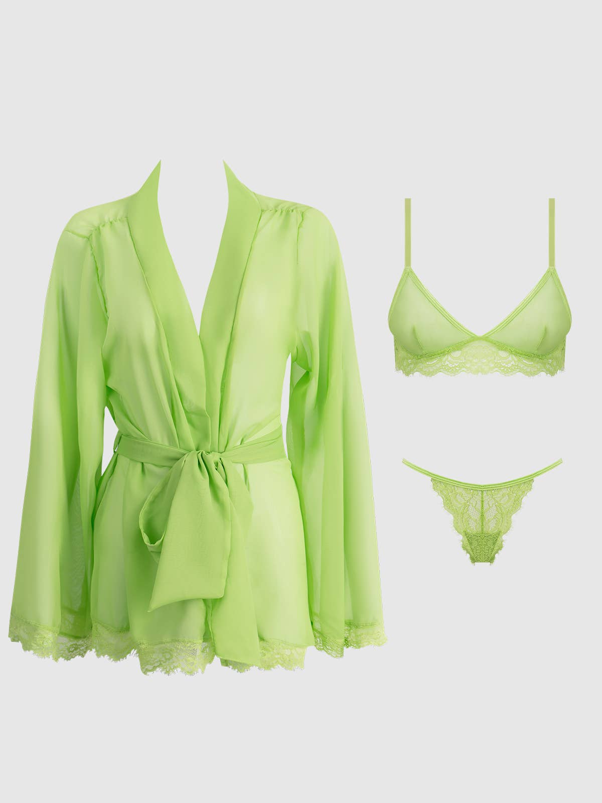 Shavon Lace & Chiffon Robe, Bralette & G-String Set — view 15 | Lavah Pleasure