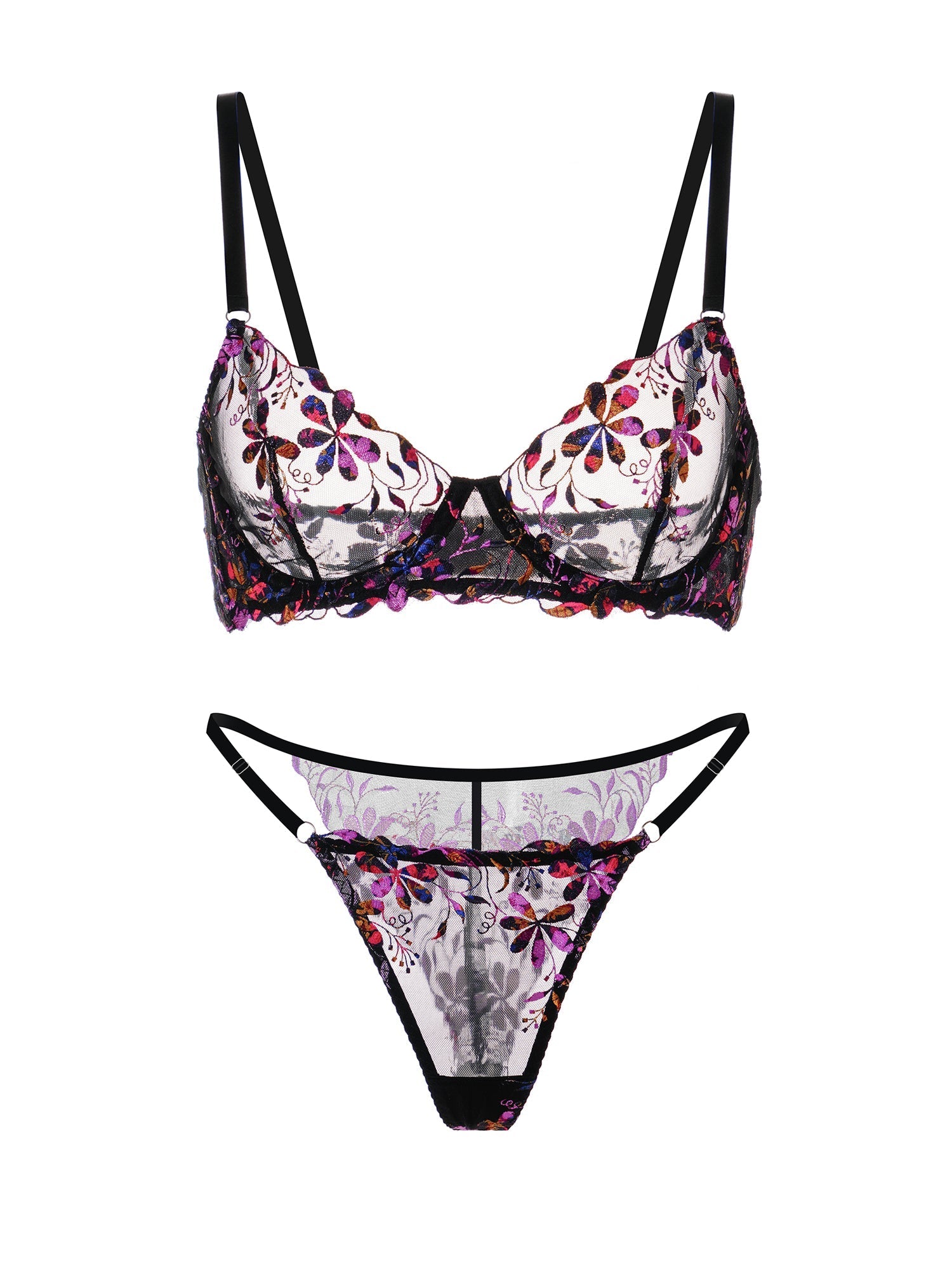 Midnight Blossom Lace Embroidered Lingerie Set — Lingerie Set | Lavah Pleasure