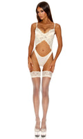 See It Through 2-Piece Guipure Teddy Set - Ivory