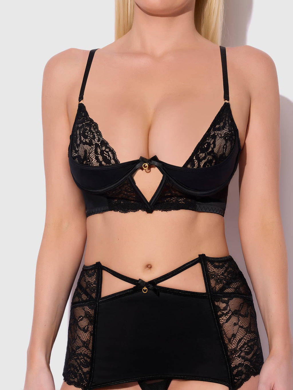 Natasha Micro & Lace Bra, Garter Skirt & G-String Set