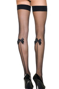 Sheer Black Thigh High Stockings with Satin Bow — Hosiery | Lavah Pleasure
