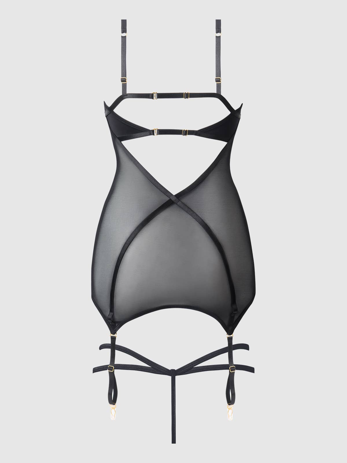 Raquel Mesh & Silky Micro Underwire Chemise & G-String Set — view 5 | Lavah Pleasure