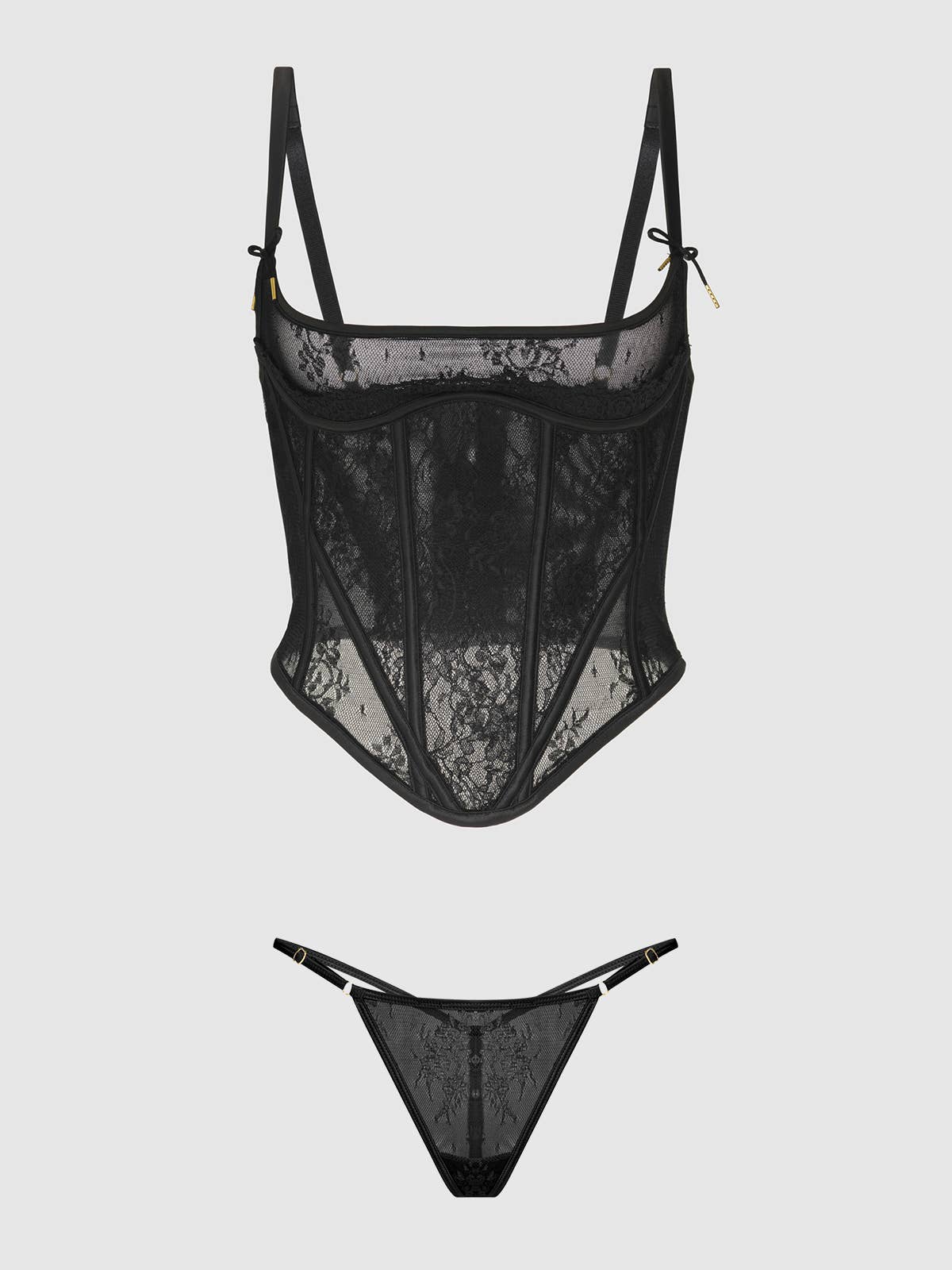 Jocelyn Lace Underwire Bustier & G-String Set — view 6 | Lavah Pleasure