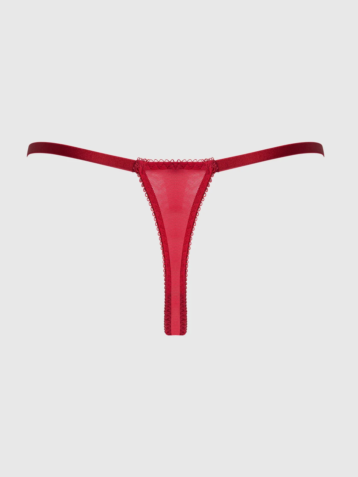 Rosalie Embroidered Lace & Mesh Crotchless Thong