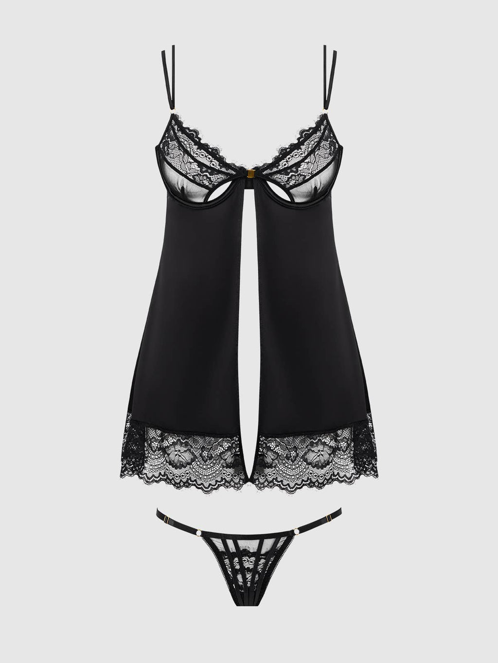 Issadora Lace Openable Cup Babydoll & G-String Set — view 12 | Lavah Pleasure