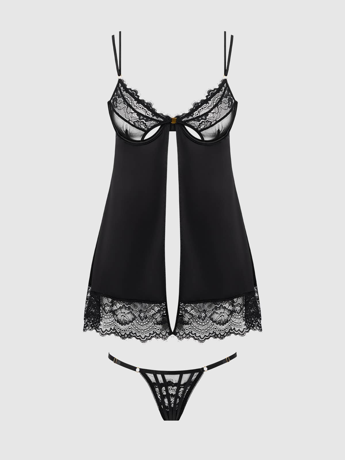 Issadora Lace Openable Cup Babydoll & G-String Set — view 12 | Lavah Pleasure