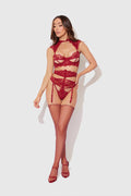 Dezi Lace & Chain Open Cup Bra, Garter & G-String Set — Bra | Lavah Pleasure