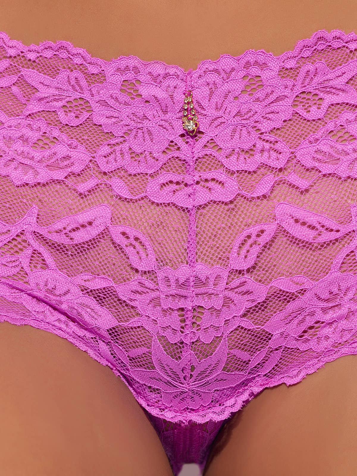 Bella Lace Crotchless Cheeky Panty — view 2 | Lavah Pleasure