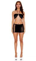 Night Mode 2-Piece Seamless Top and Mini Skirt - Black