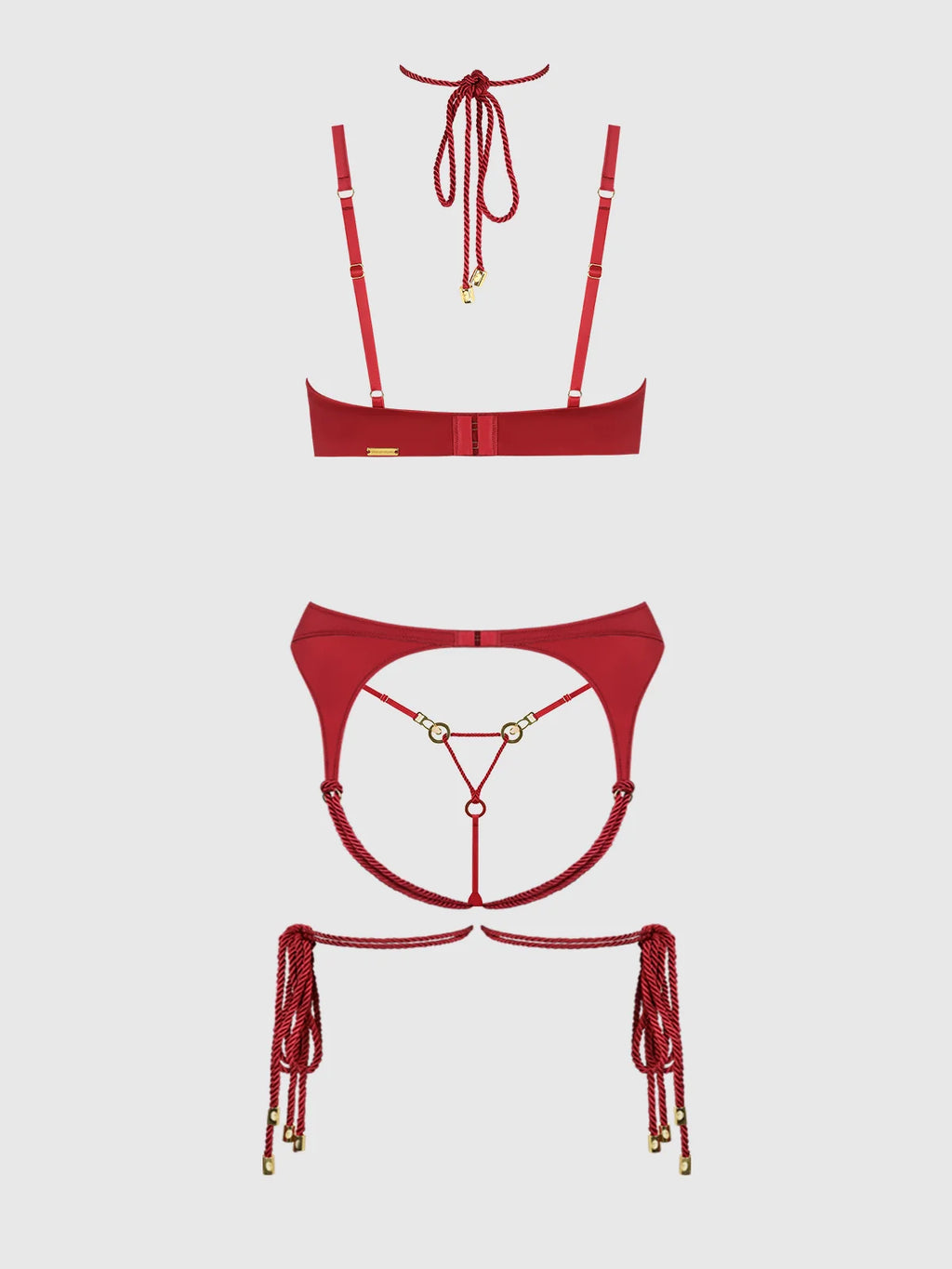 Iryna Silky Micro & Rope Bra, Garter & Thong Set