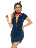 Sexy Flight Attendant Stewardess Costume Blue/Gold — Costume | Lavah Pleasure
