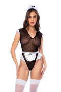 Seductive French Maid Ruffle Bodysuit Apron Hat Costume Set — Bodysuit | Lavah Pleasure
