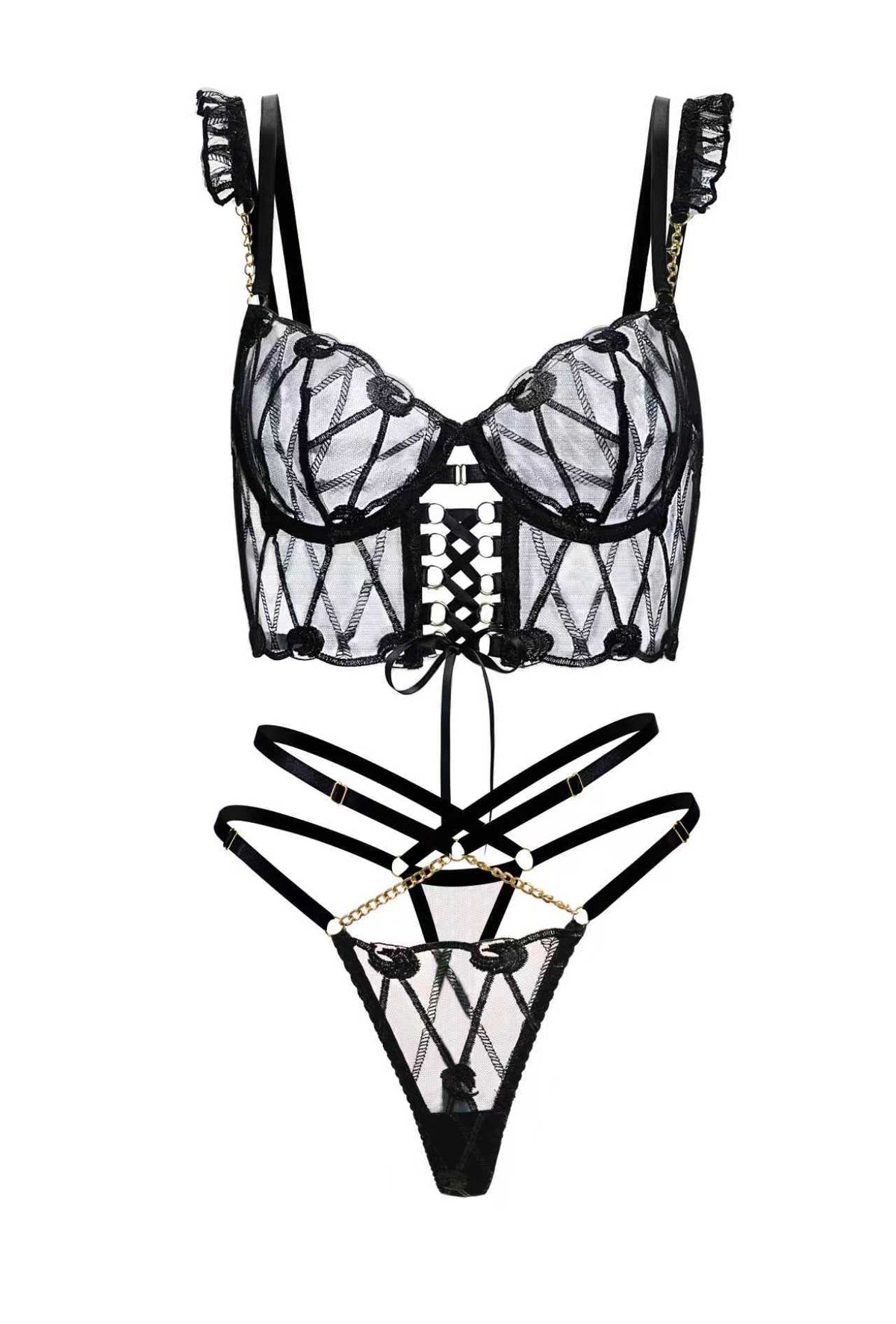 Adriana Noir Adjustable Set — view 7 | Lavah Pleasure