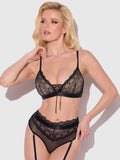 Vivienne Lace & Mesh Bralette & Lace Up Back Thong Set — Bra | Lavah Pleasure