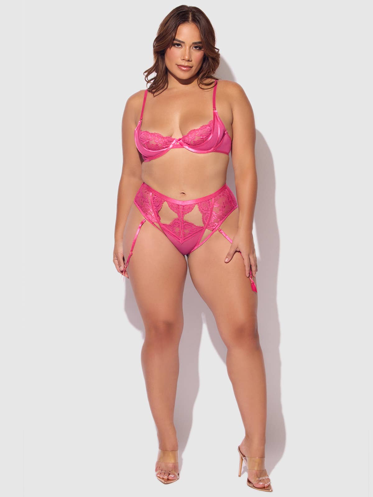 Harlow Lace Underwire Bra & High Waist Backless Panty Set — view 8 | Lavah Pleasure