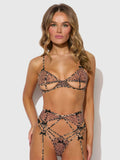Alia Leopard Mesh Bra, Garter, & Backless Panty Set — Bra | Lavah Pleasure