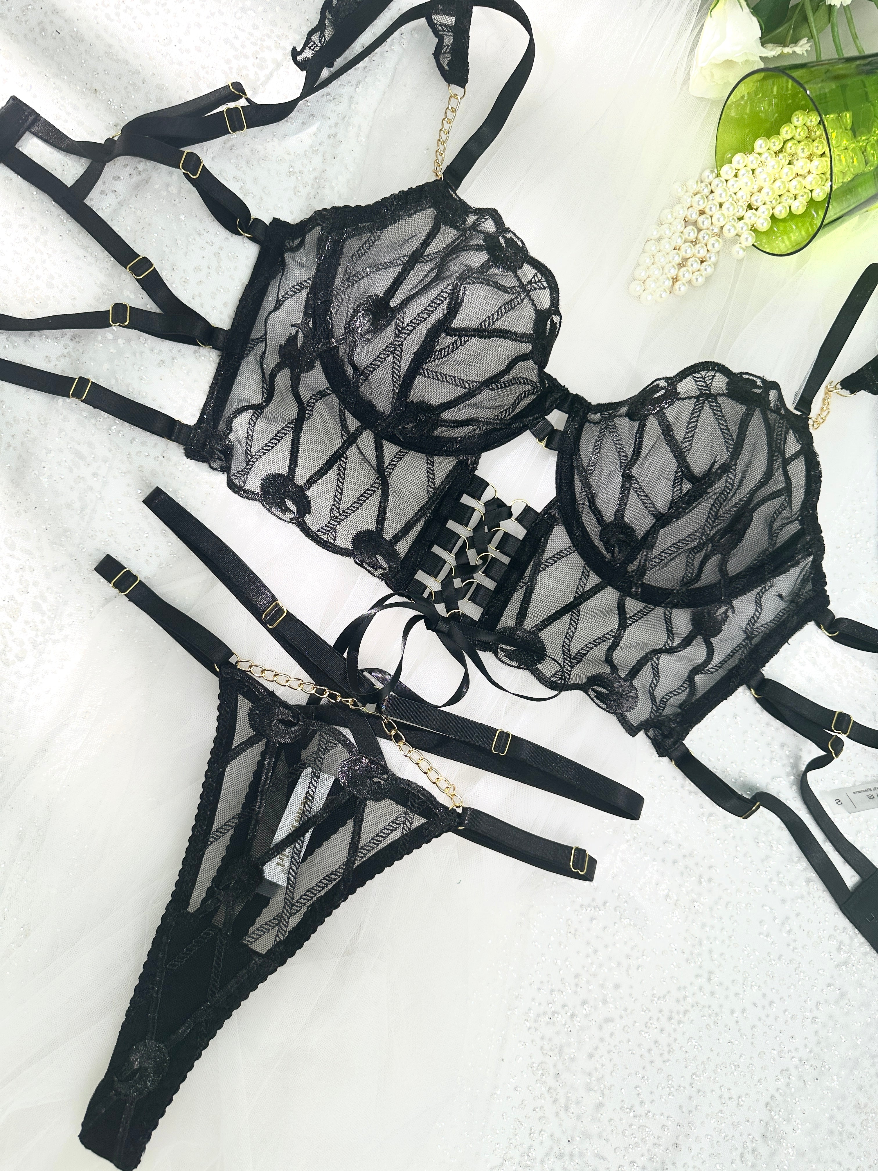 Adriana Noir Adjustable Set — view 8 | Lavah Pleasure