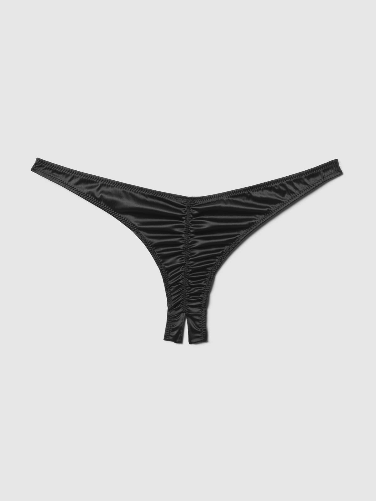 Brigeta Satin Crotchless Tanga