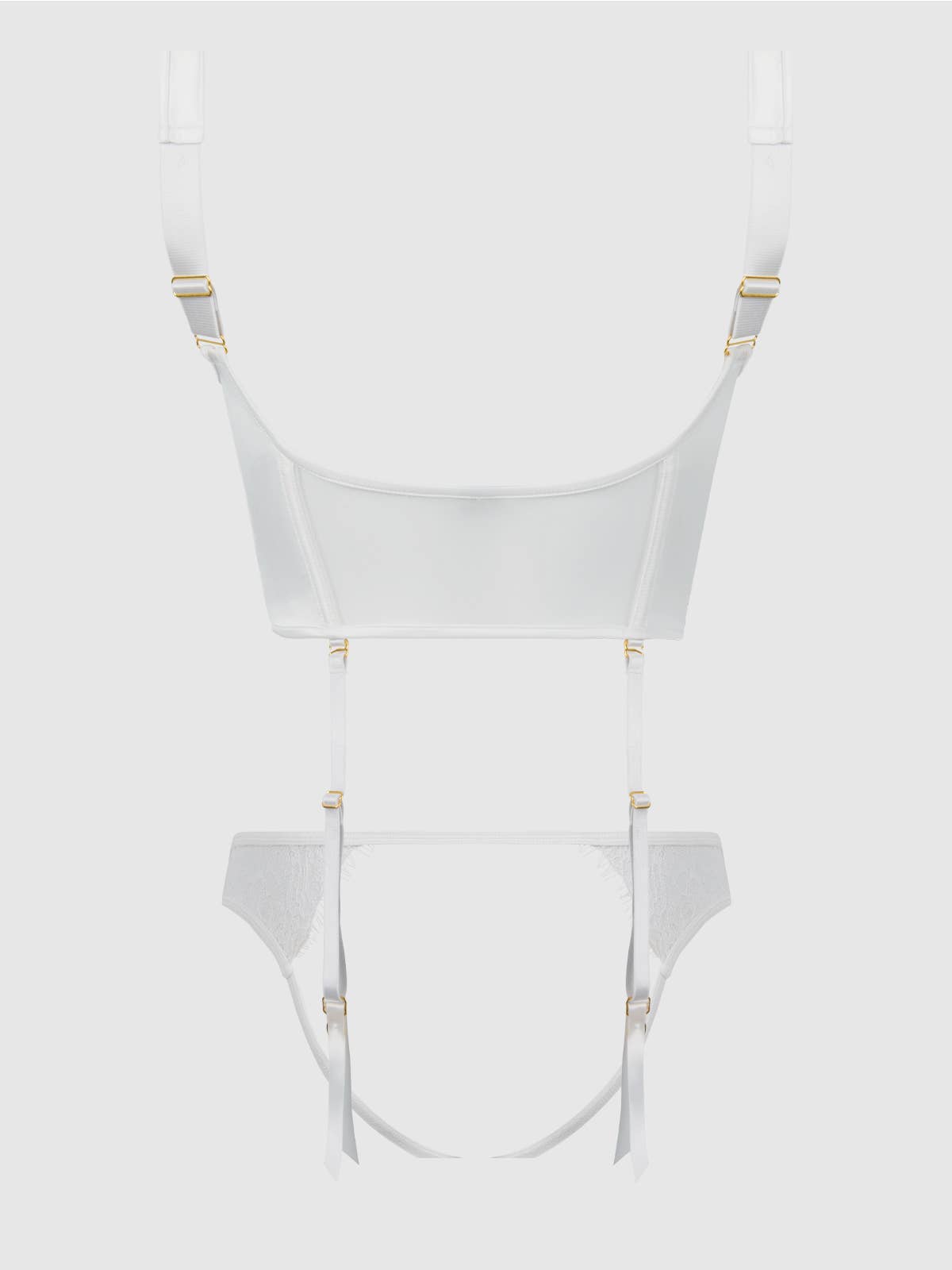 Bridal Satin & Lace Bustier & Backless Hipster Set — view 8 | Lavah Pleasure